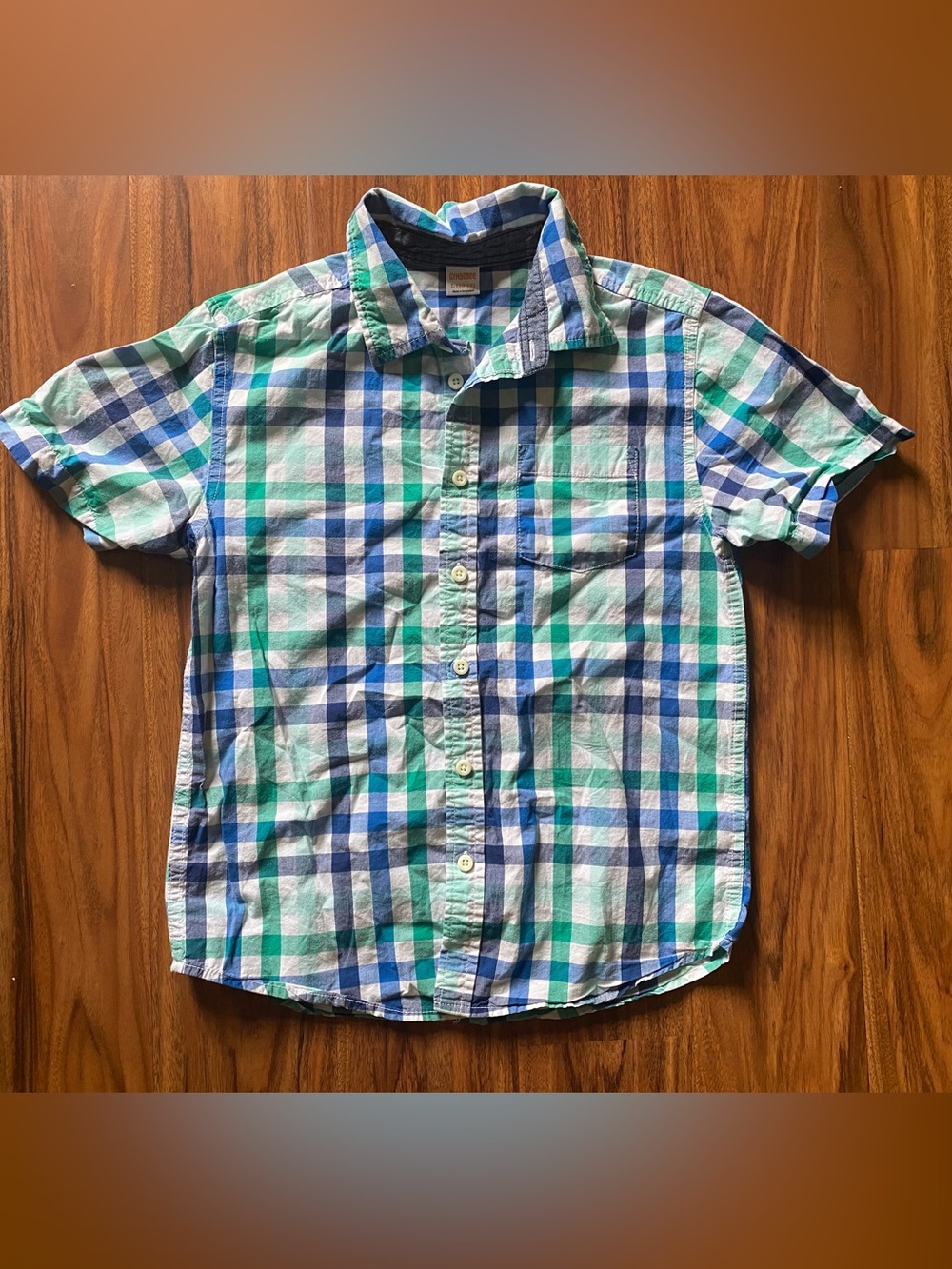 Gymboree Boys L 10/12 plaid button down short sleeve dress shirt